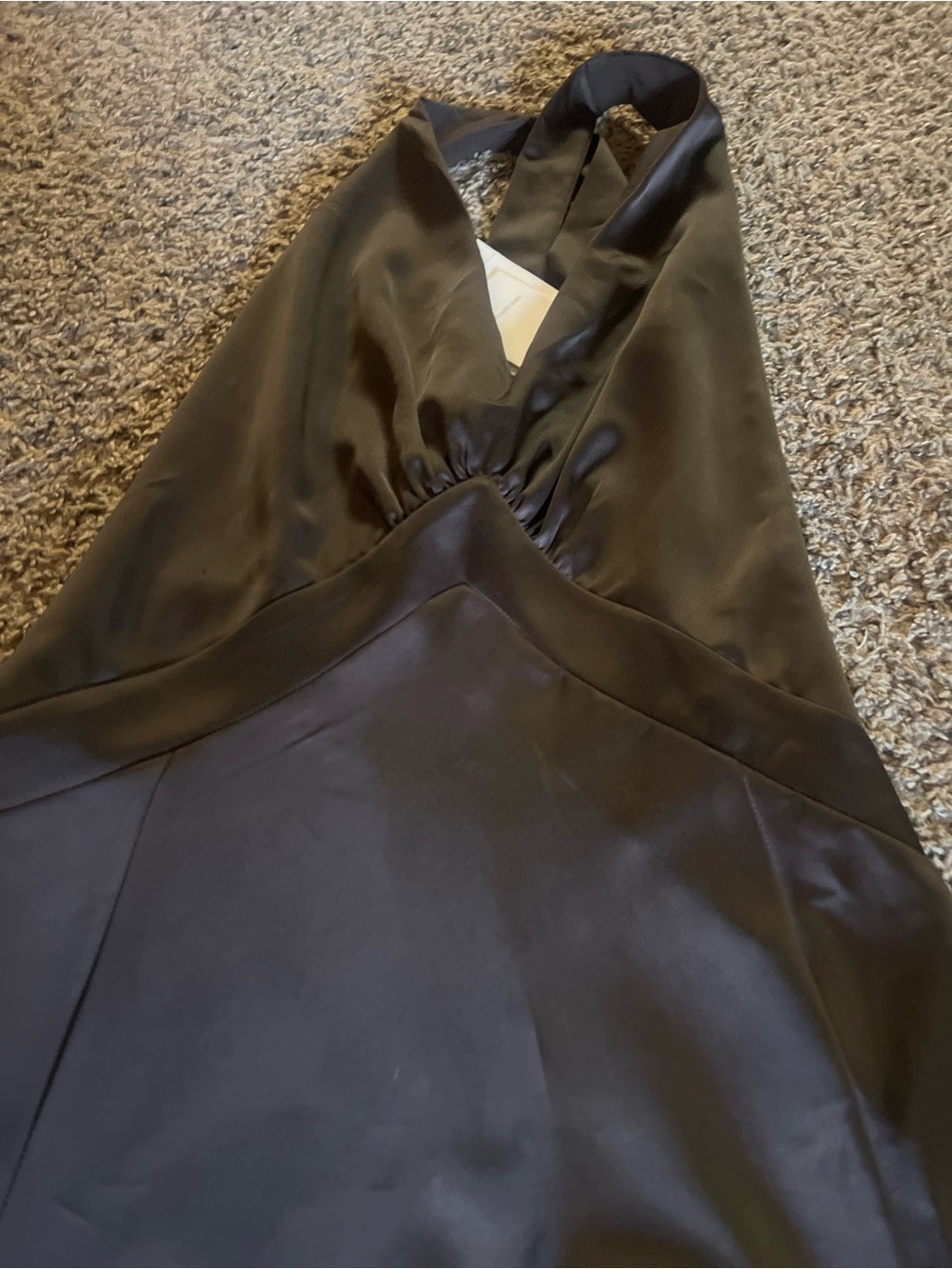 Zara One-Shoulder Satin Dress in Black